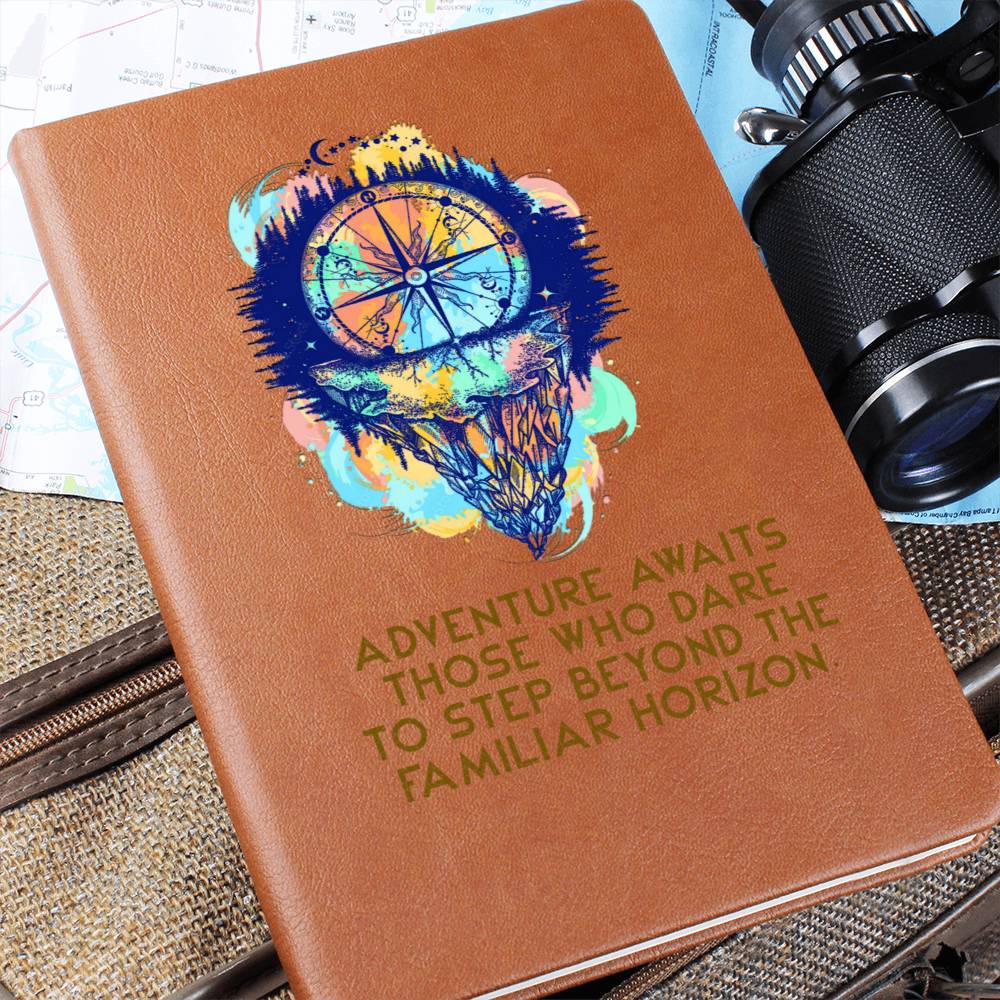 ADVENTURE AWAITS-Graphic Leather Journal