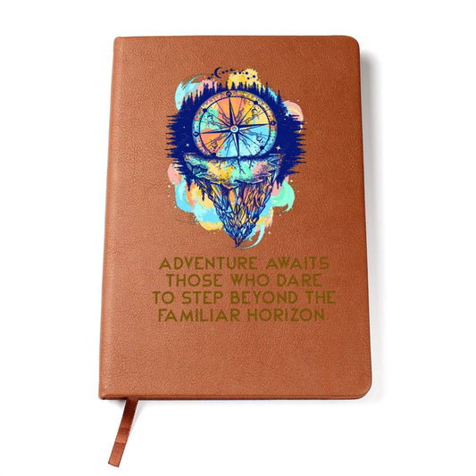 ADVENTURE AWAITS-Graphic Leather Journal