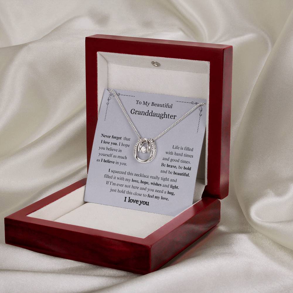 To My Granddaughter Necklace Gifts From Grandma  or Grandpa, Graduation Birthday Mothers DAY Pendant Jewelry with Message Card and Gift Box