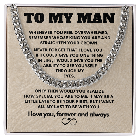To My MAN-Cuban Link Chain Gift Set. Great For Fathers Day Or Any Occasion