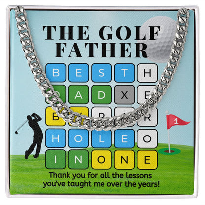 Gift For Golfing Dad-The Golf Father, BEST DAD BY PAR-Cuban Link Chain Necklace