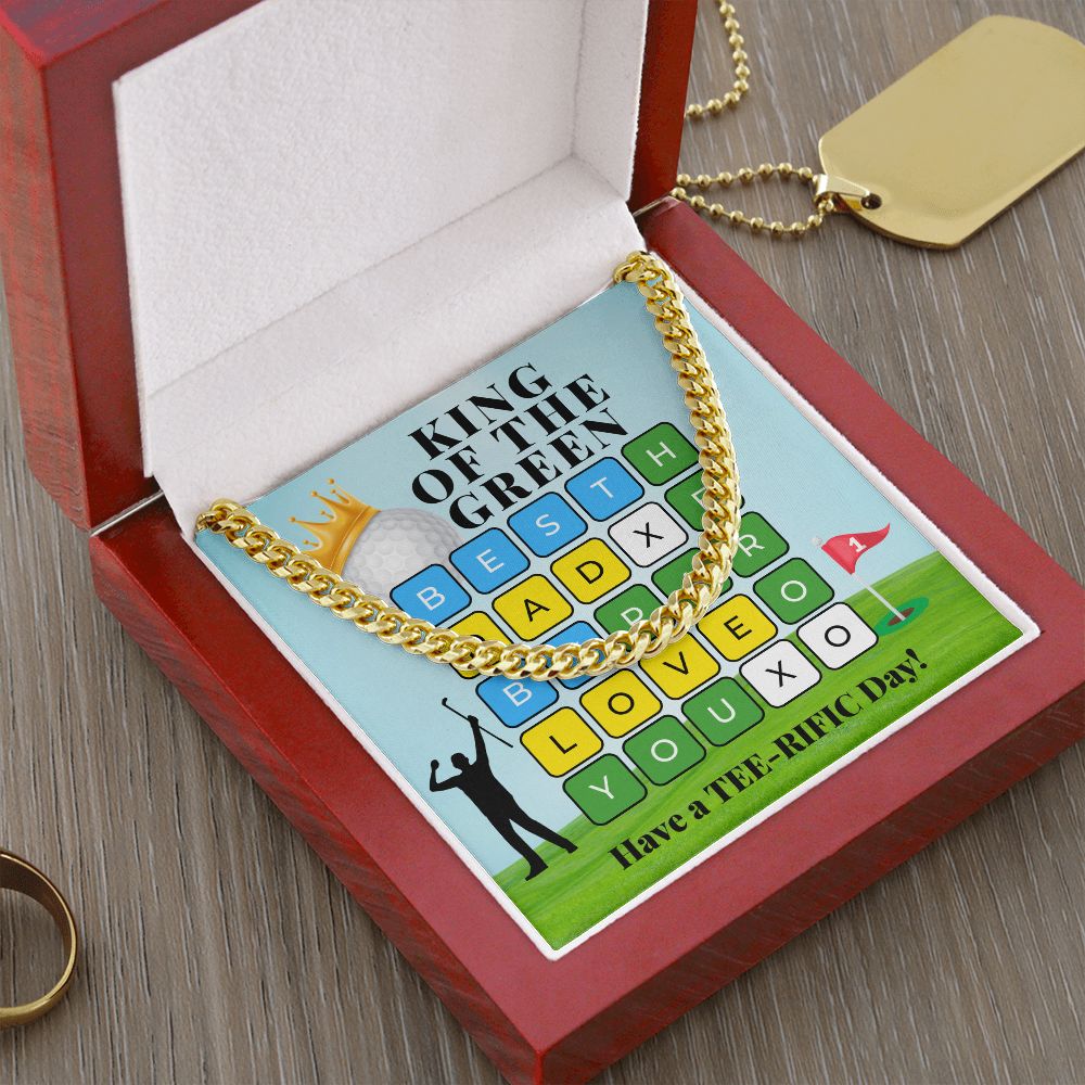 Gift For Golfing Dad-Best Dad By Par-Cuban Link Chain Necklace