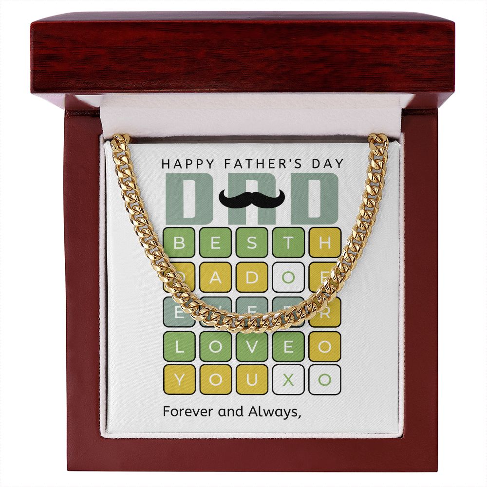 Gift For Dad-Happy Fathers Day, Best Dad Ever, My Hero-Cuban Chain Necklace