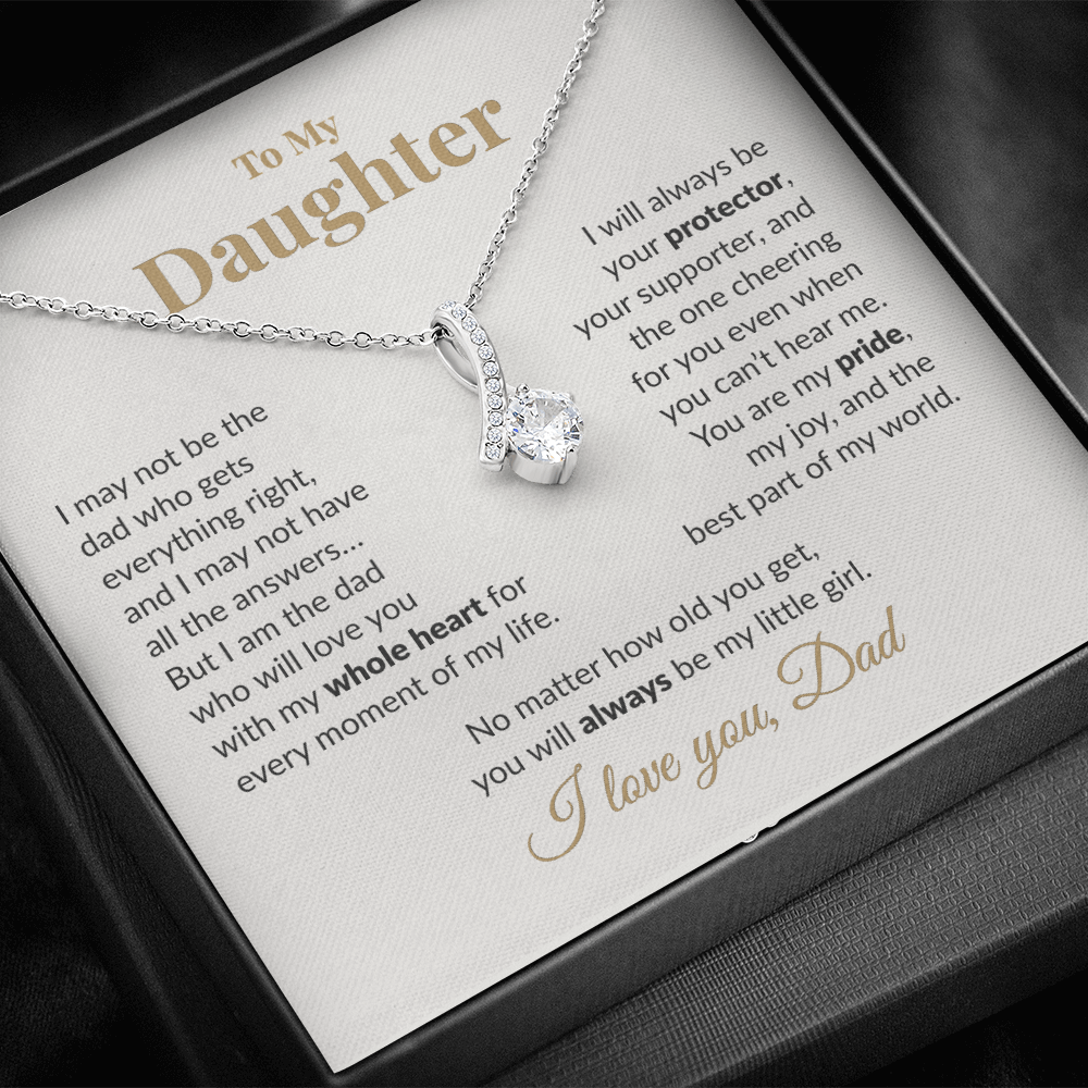 Alluring Beauty pendant necklace in white gold finish – sentimental gift for daughter from dad.”