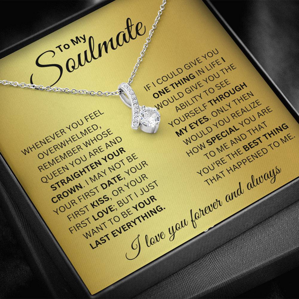 Soulmate -Gifts For Wife Romantic, Wife, Friend Birthday, Anniversary  Gift, Ideas Necklace, Necklace For Wife, Friend From Husband or Friend, Message Card and Gift Box, Stainless Steel, Cubic Zirconia