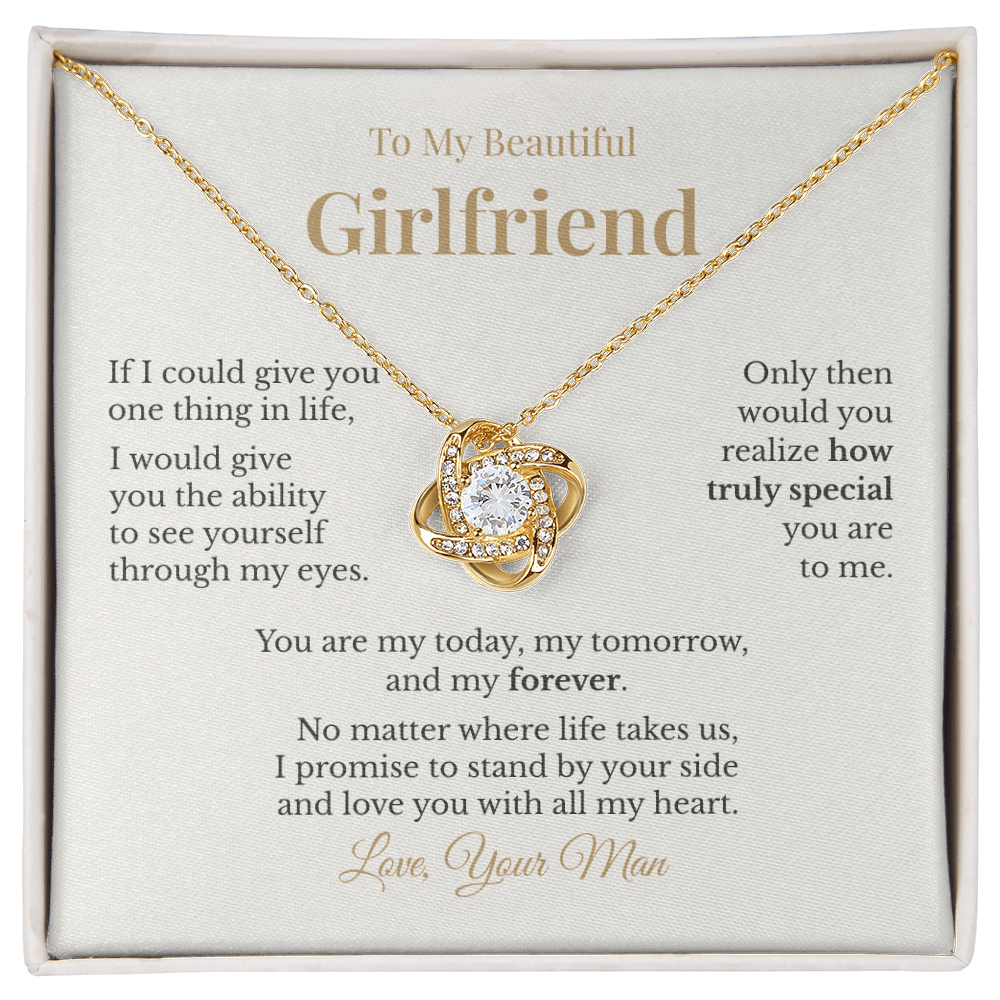 To My Beautiful Girlfriend – Love Knot Necklace Gift from Boyfriend