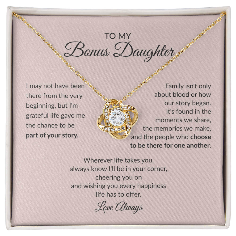 To My Bonus Daughter – Love Knot Necklace Gift From the Heart