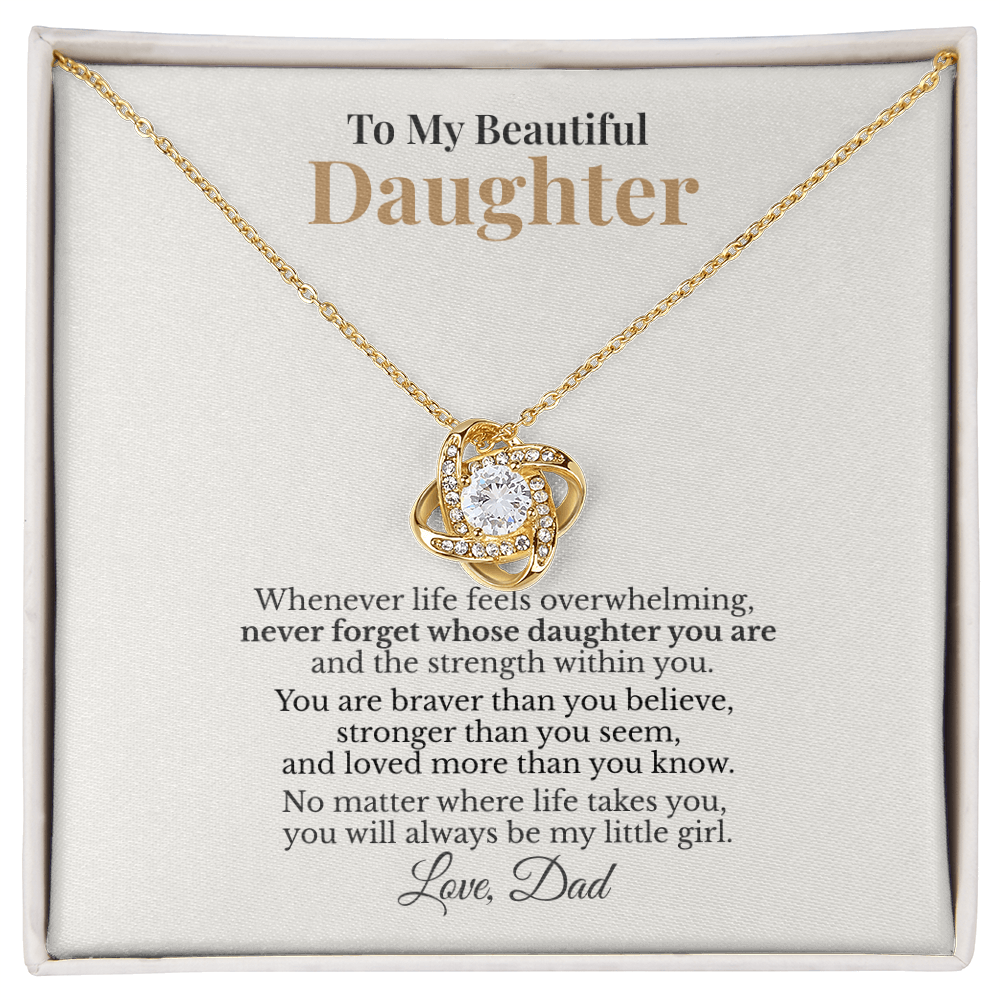 To My Beautiful Daughter – Love Knot Necklace Gift From Dad