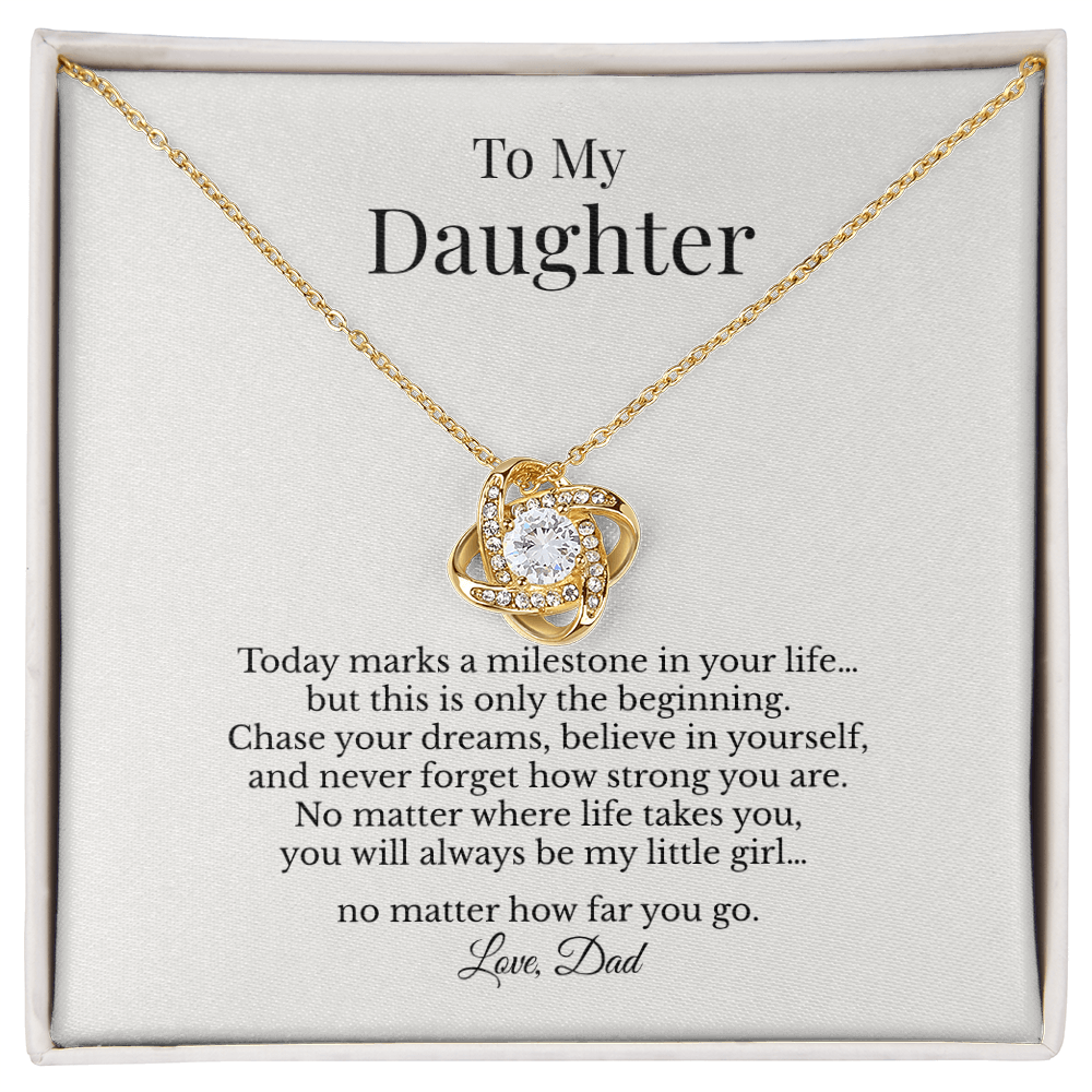 To My Daughter Necklace – Graduation Gift from Dad – Love Knot Necklace Gift for Daughter