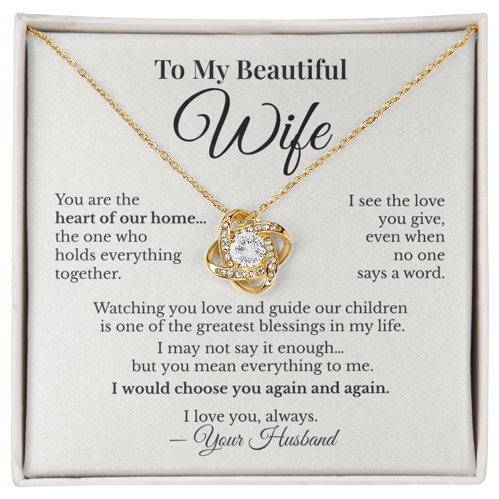To My Beautiful Wife – Love Knot Necklace Gift from Husband