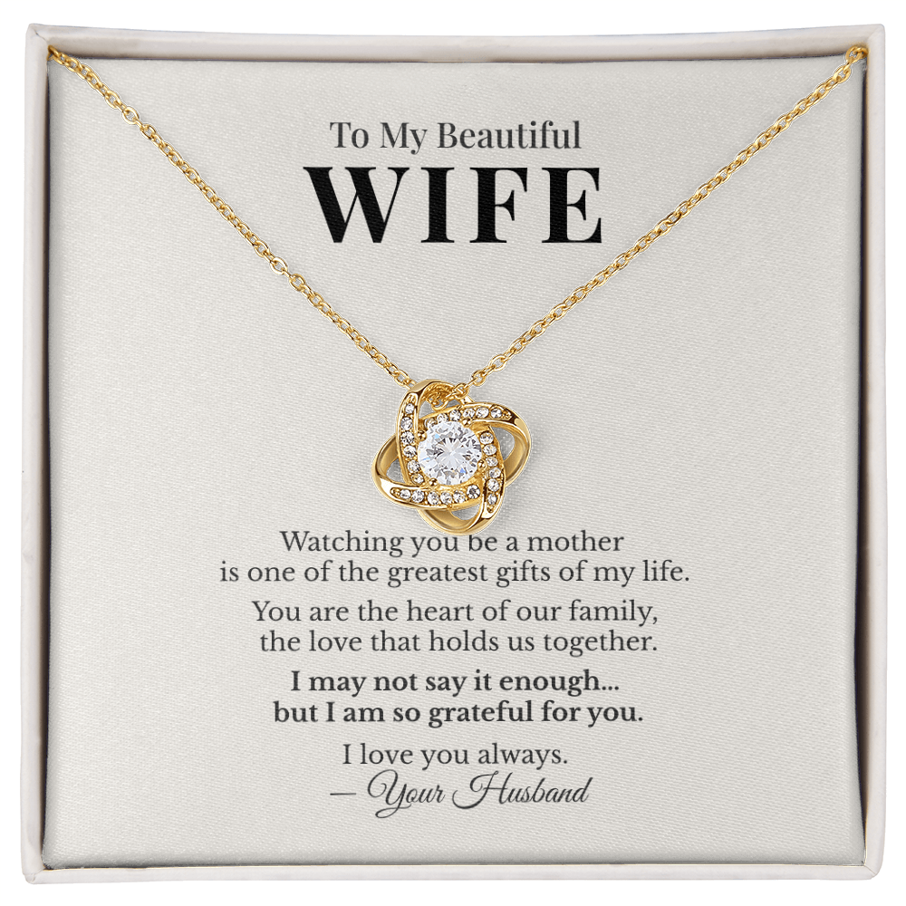 To My Beautiful Wife Love Knot Necklace – Meaningful Mother's Day Gift from Husband – Romantic Jewelry Gift for Wife
