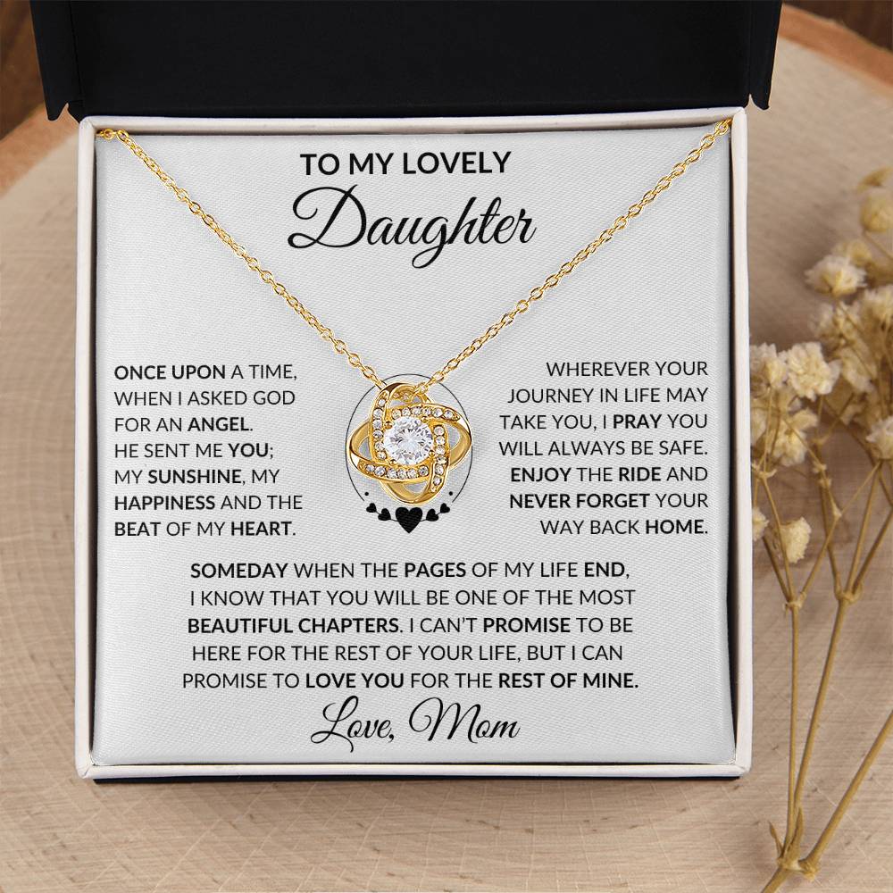 Daughter-Once Upon A  Time- Gift From Mom, Love Knot Necklace- Birthday, Christmas Gift 50% OFF