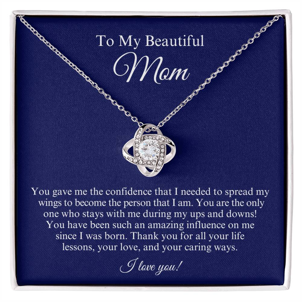 Beautiful Mom, Amazing Influence, Love Knot Necklace Gift Set, Mother's Day, Birthday  Gift