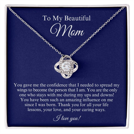 Beautiful Mom, Amazing Influence, Love Knot Necklace Gift Set, Mother's Day, Birthday  Gift