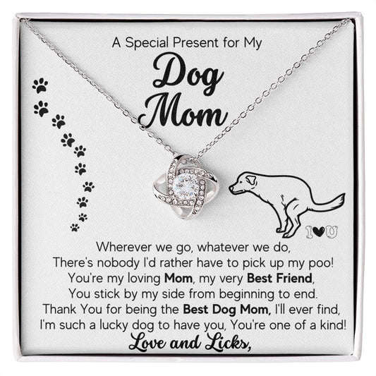 Gift for Dog Mom- Pick Up My POO ! - Love Knot Necklace