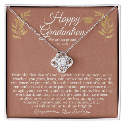 Happy Graduation Gift for Her – Love Knot Necklace With Heartfelt Message Card