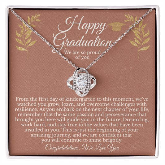 Happy Graduation Gift for Her – Love Knot Necklace With Heartfelt Message Card