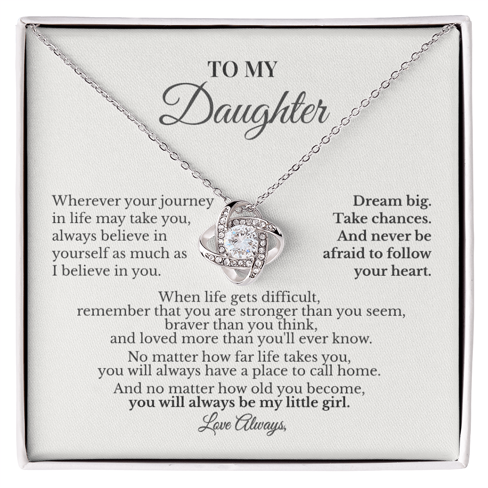 To My Daughter Necklace | You Will Always Be My Little Girl | Love Knot Necklace