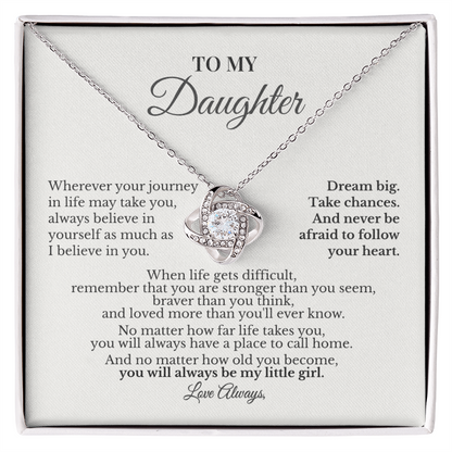To My Daughter Necklace | You Will Always Be My Little Girl | Love Knot Necklace