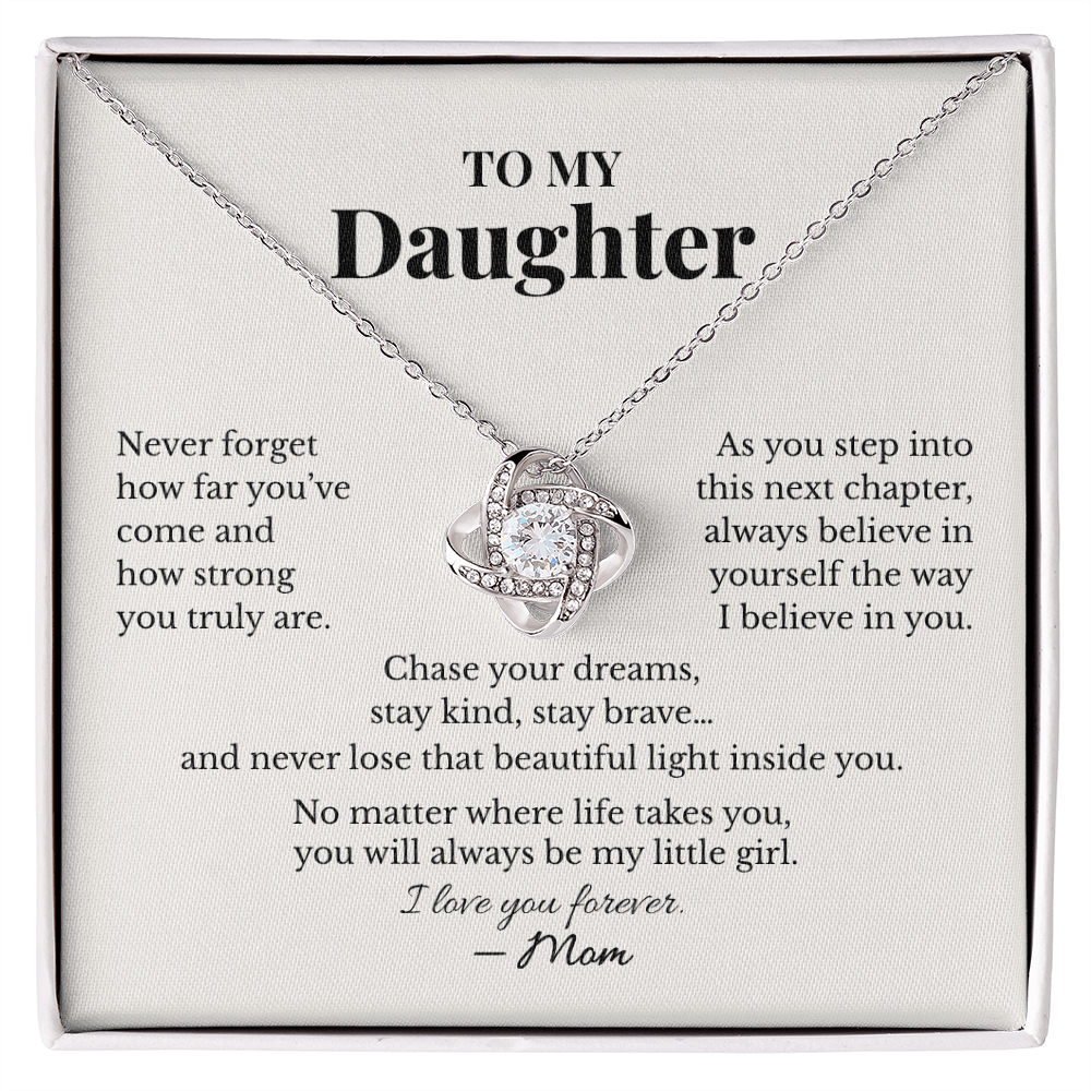 To My Daughter Necklace – Graduation Gift from Mom | Love Knot Necklace