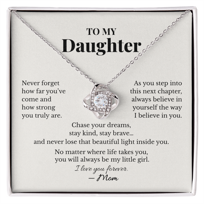 To My Daughter Necklace – Graduation Gift from Mom | Love Knot Necklace