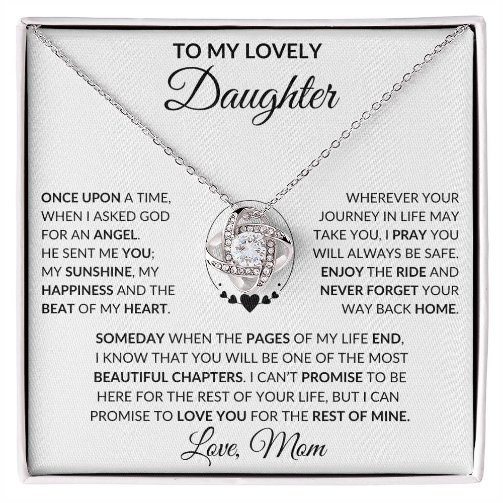 Daughter-Once Upon A  Time- Gift From Mom, Love Knot Necklace- Birthday, Christmas Gift 50% OFF