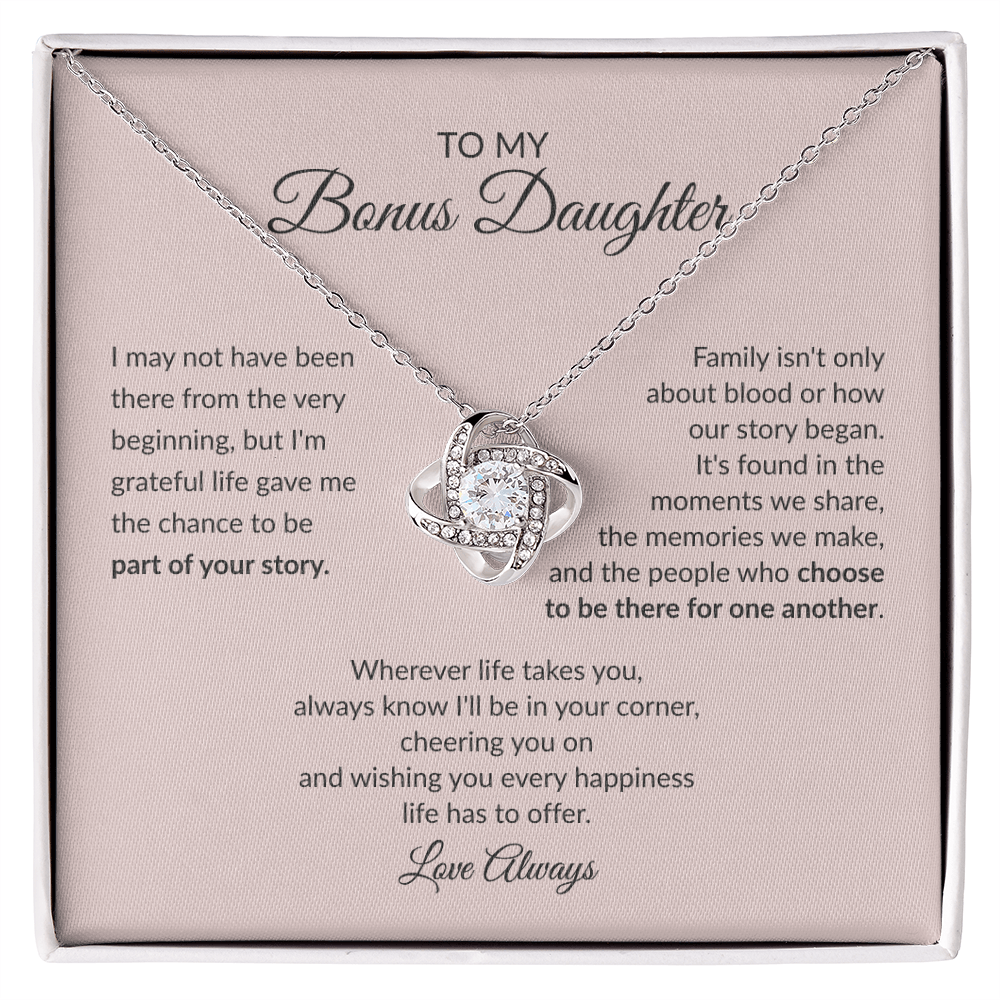 To My Bonus Daughter – Love Knot Necklace Gift From the Heart