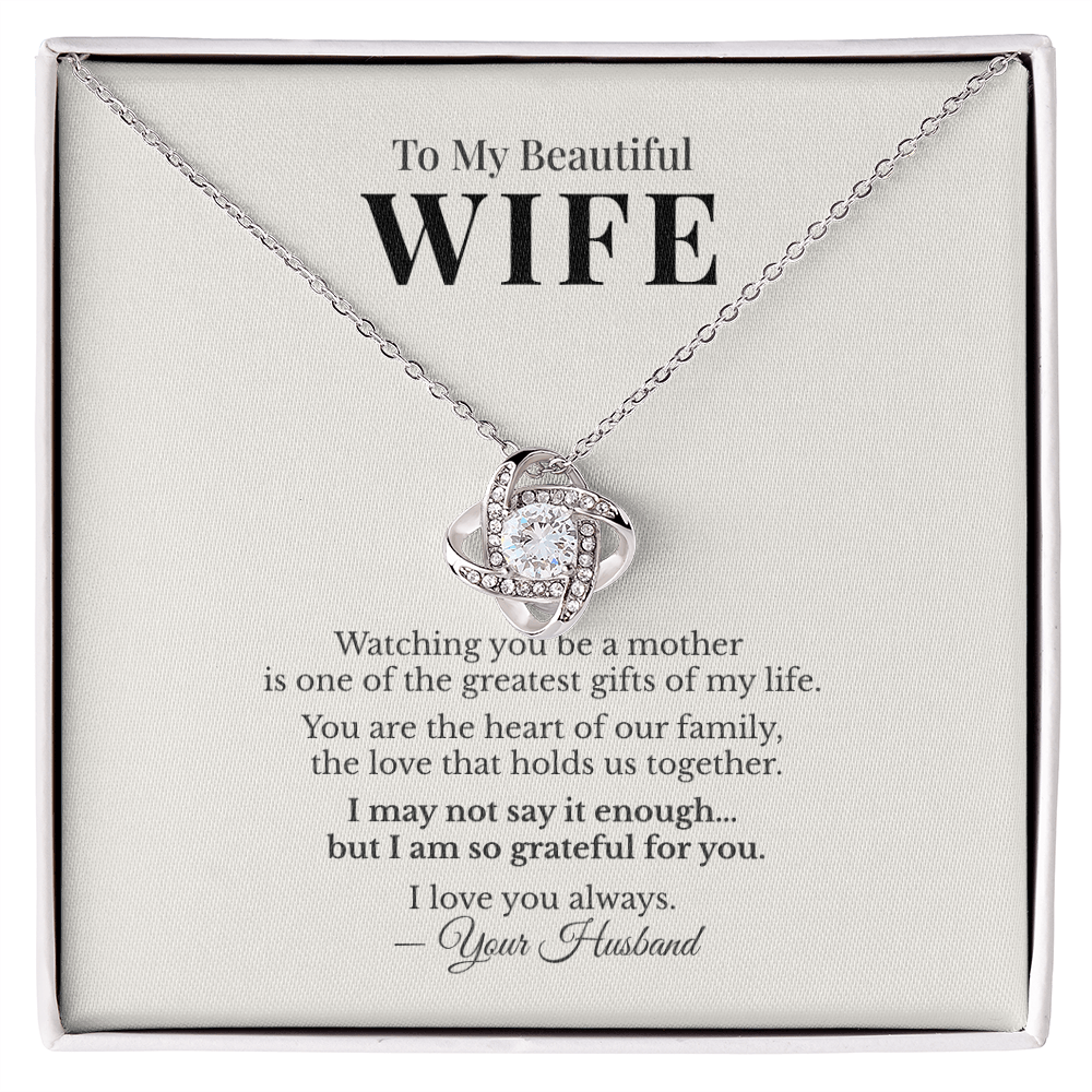 To My Beautiful Wife Love Knot Necklace – Meaningful Mother's Day Gift from Husband – Romantic Jewelry Gift for Wife