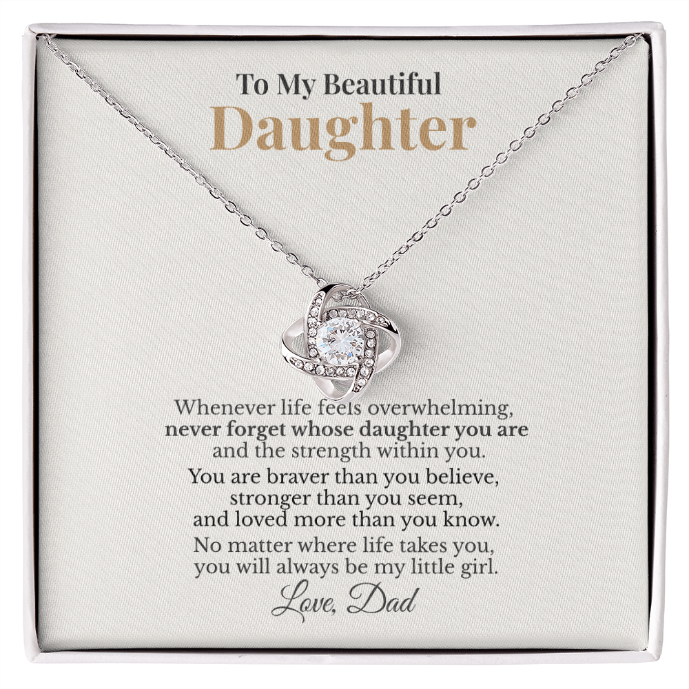 To My Beautiful Daughter – Love Knot Necklace Gift From Dad
