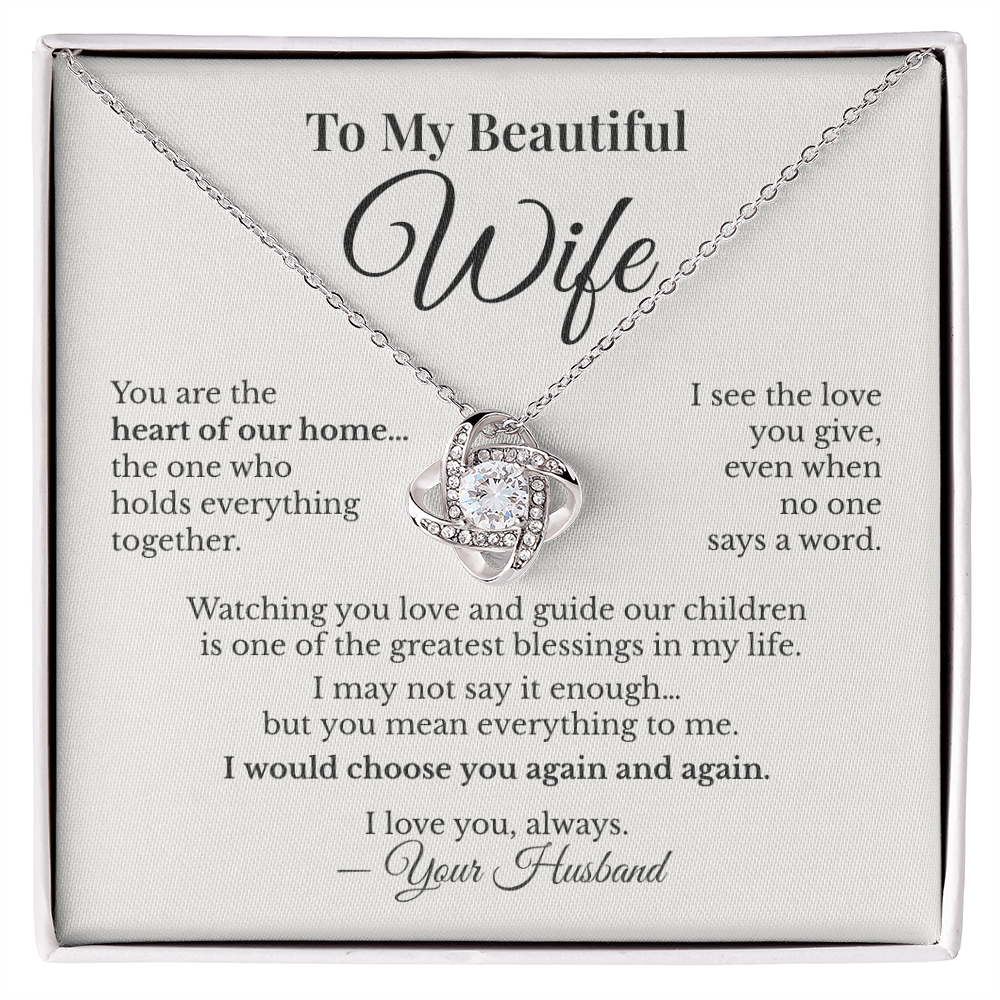 To My Beautiful Wife – Love Knot Necklace Gift from Husband