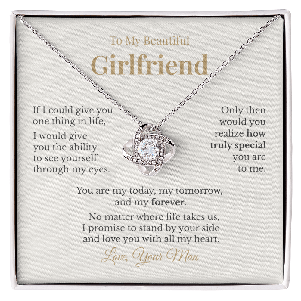 To My Beautiful Girlfriend – Love Knot Necklace Gift from Boyfriend