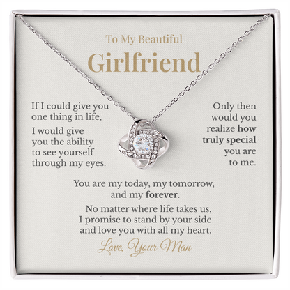 To My Beautiful Girlfriend – Love Knot Necklace Gift from Boyfriend