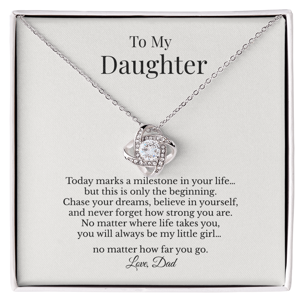 To My Daughter Necklace – Graduation Gift from Dad – Love Knot Necklace Gift for Daughter