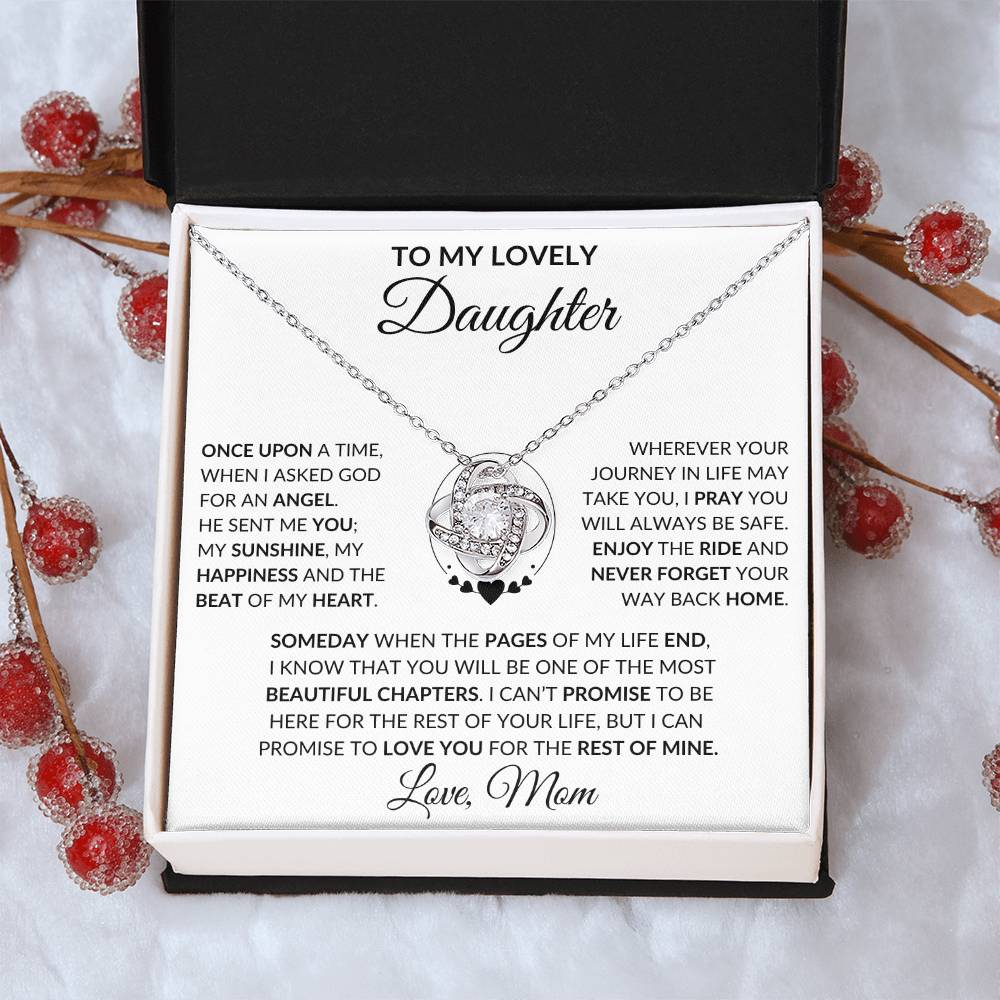 Daughter-Once Upon A  Time- Gift From Mom, Love Knot Necklace- Birthday, Christmas Gift 50% OFF