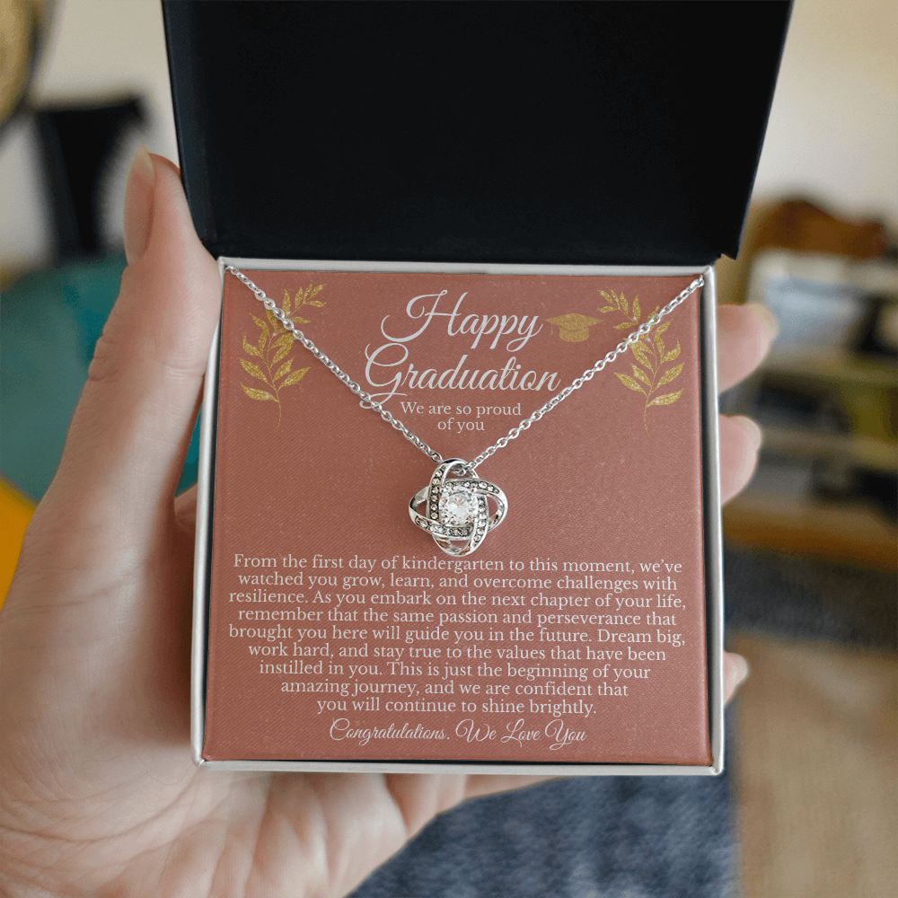 Happy Graduation Gift for Her – Love Knot Necklace With Heartfelt Message Card