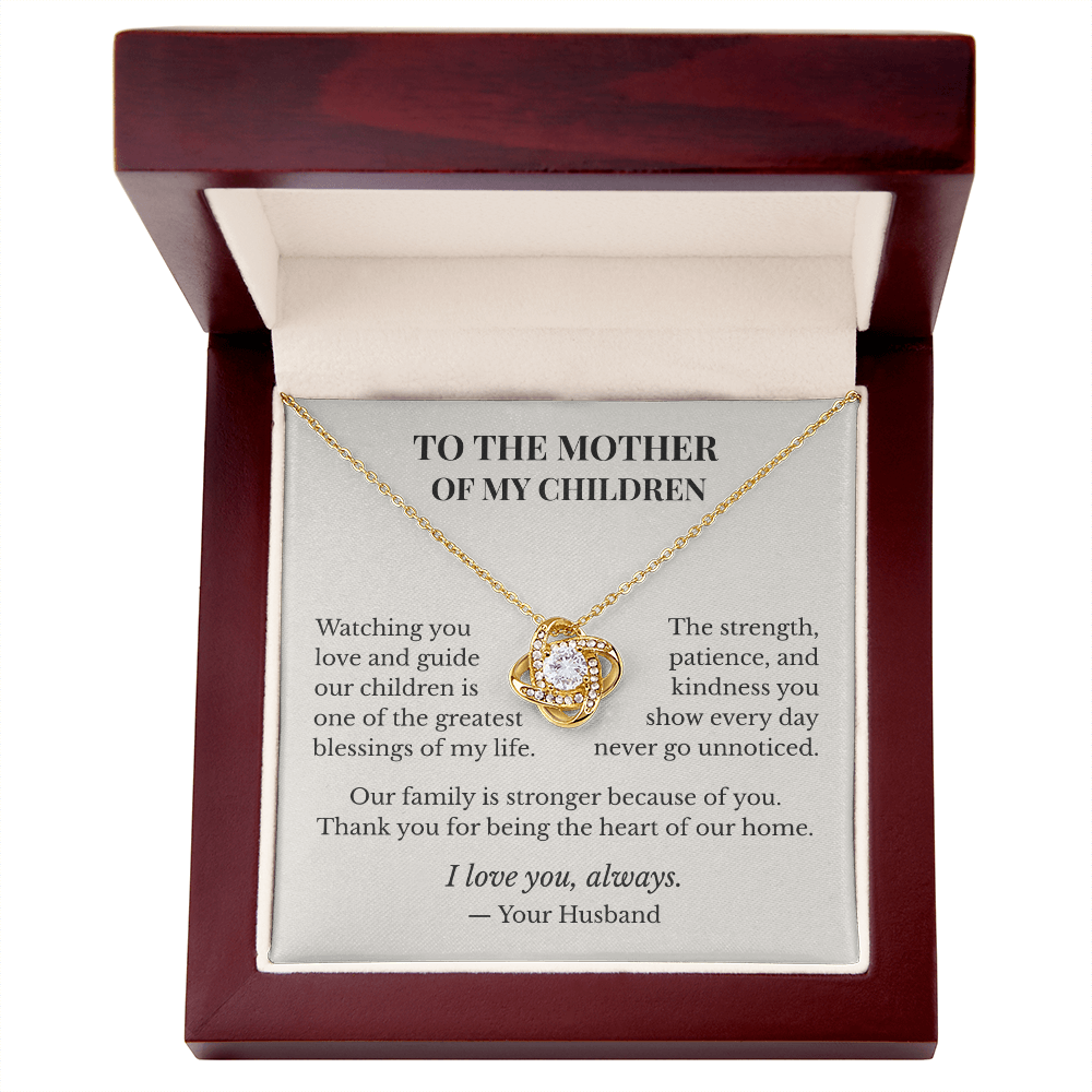 To My Beautiful Wife – Mother of My Children Love Knot Necklace | Meaningful Mother's Day Gift
