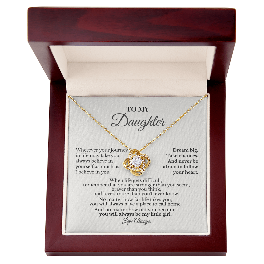To My Daughter Necklace | You Will Always Be My Little Girl | Love Knot Necklace