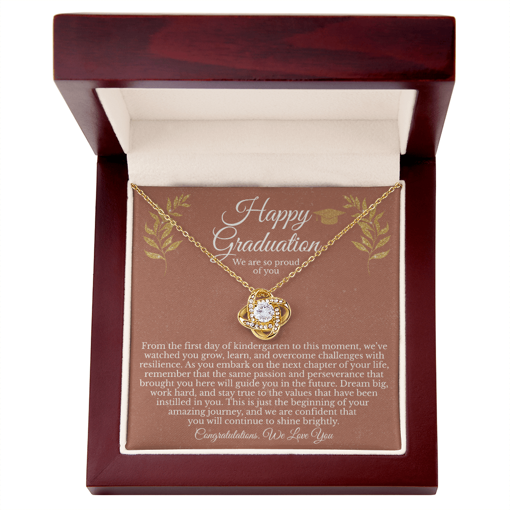 Happy Graduation Gift for Her – Love Knot Necklace With Heartfelt Message Card