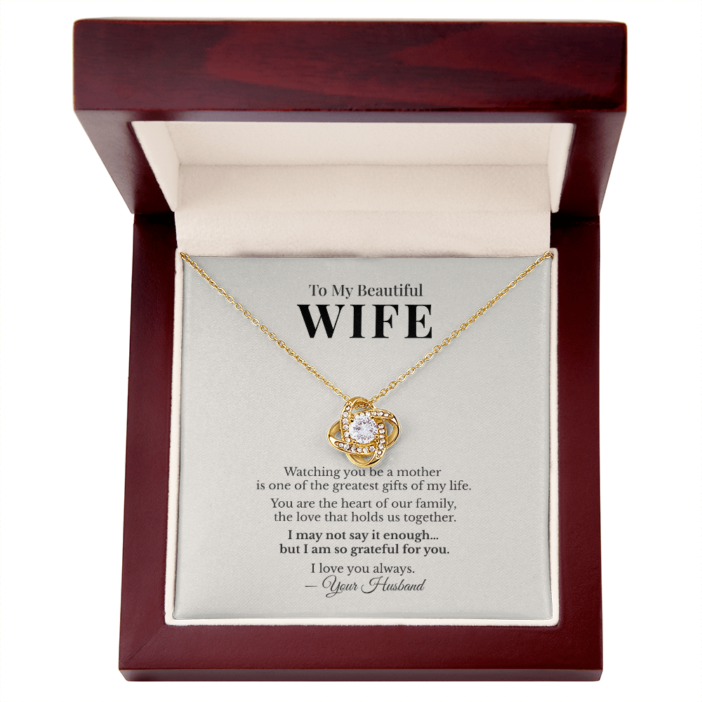 To My Beautiful Wife Love Knot Necklace – Meaningful Mother's Day Gift from Husband – Romantic Jewelry Gift for Wife