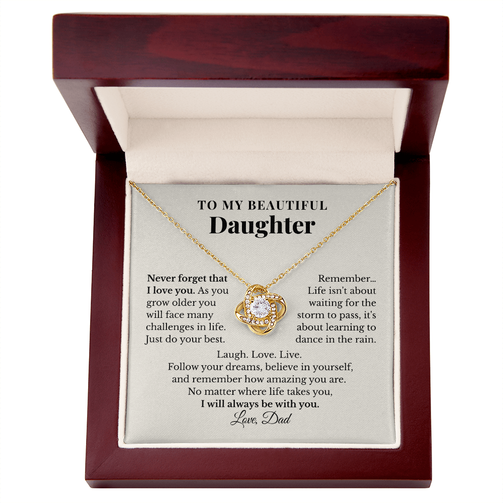 To My Daughter – Never Forget That I Love You – Love Knot Necklace from Dad