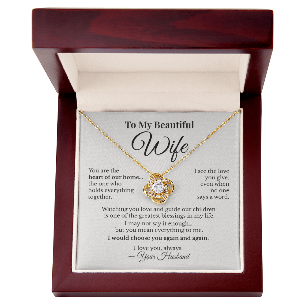 To My Beautiful Wife – Love Knot Necklace Gift from Husband