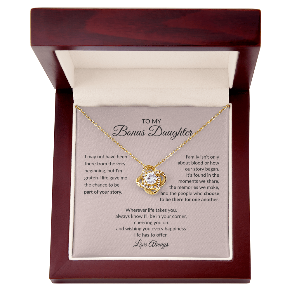 To My Bonus Daughter – Love Knot Necklace Gift From the Heart