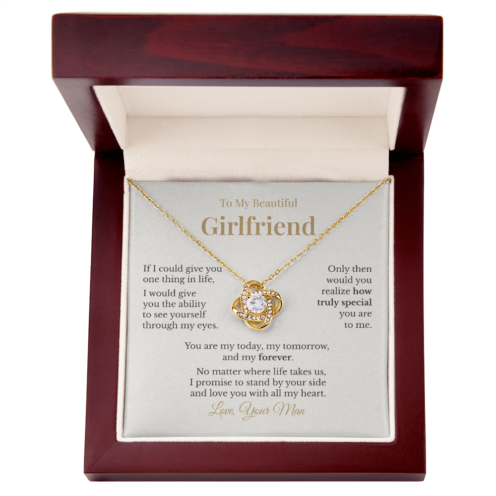 To My Beautiful Girlfriend – Love Knot Necklace Gift from Boyfriend