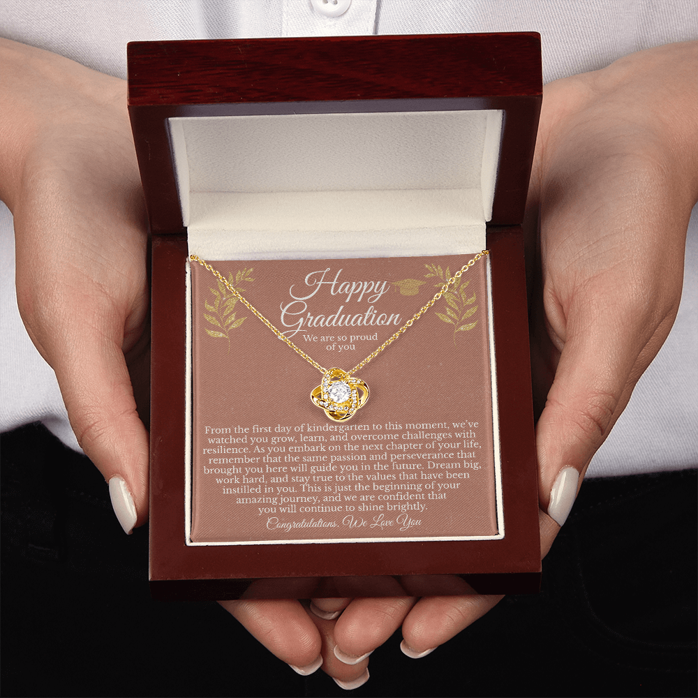Happy Graduation Gift for Her – Love Knot Necklace With Heartfelt Message Card
