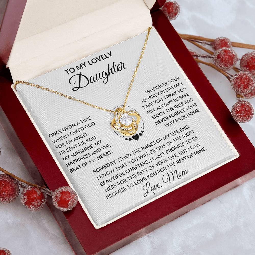 Daughter-Once Upon A  Time- Gift From Mom, Love Knot Necklace- Birthday, Christmas Gift 50% OFF