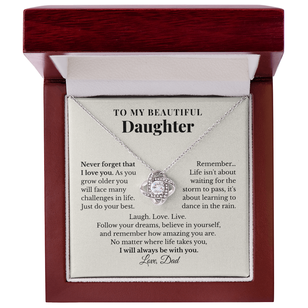 To My Daughter – Never Forget That I Love You – Love Knot Necklace from Dad