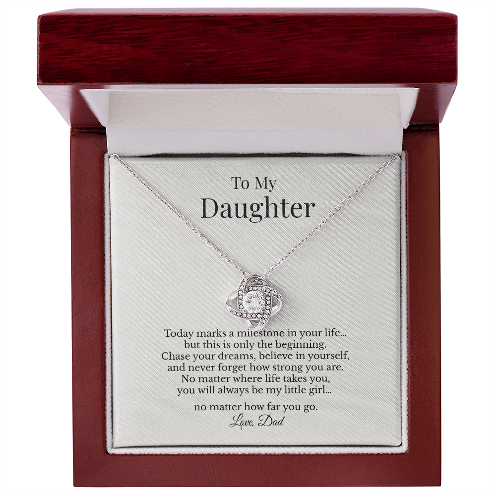 To My Daughter Necklace – Graduation Gift from Dad – Love Knot Necklace Gift for Daughter