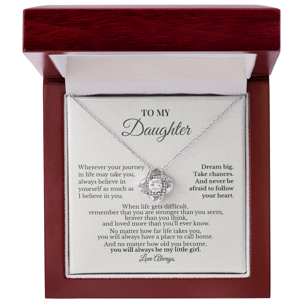 To My Daughter Necklace | You Will Always Be My Little Girl | Love Knot Necklace