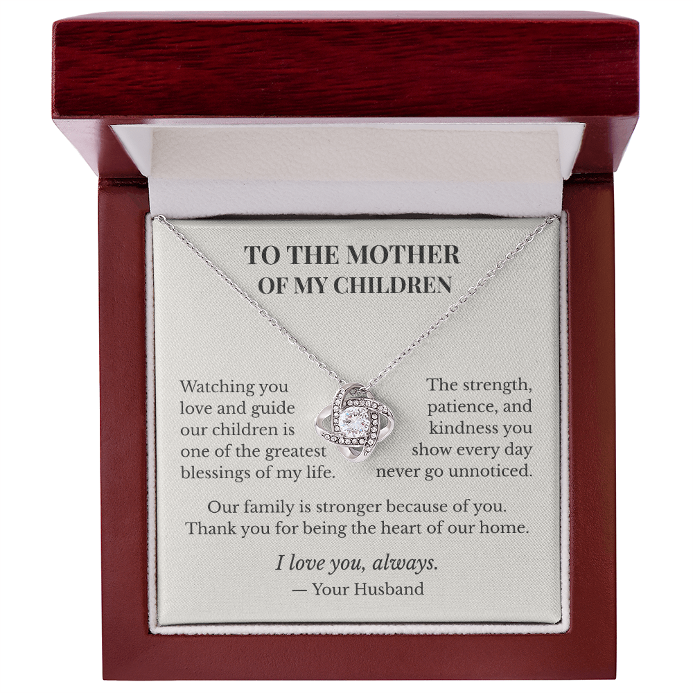 To My Beautiful Wife – Mother of My Children Love Knot Necklace | Meaningful Mother's Day Gift