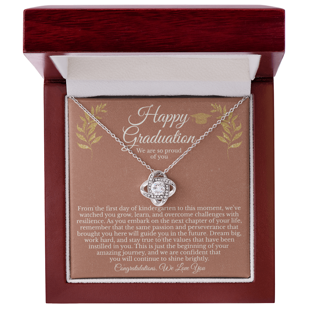 Happy Graduation Gift for Her – Love Knot Necklace With Heartfelt Message Card